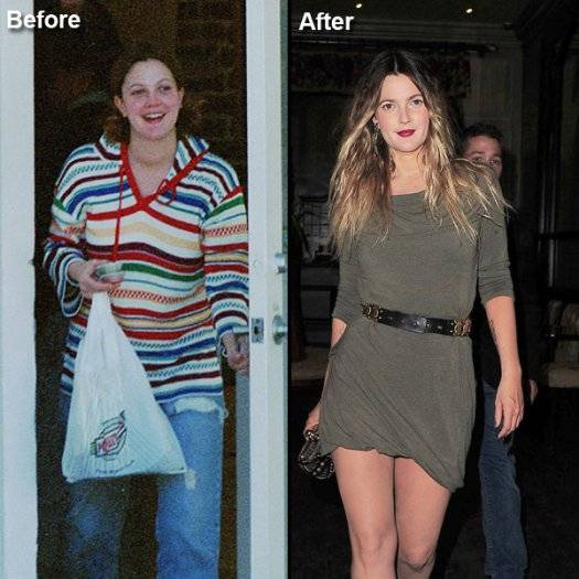 Drew Barrymore Fat to Fit Hollywood Celebrity
