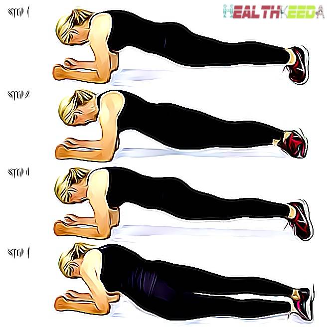 Plank 4 Steps for beginner- reduce breast size Plank 4 Steps for beginner- reduce breast size