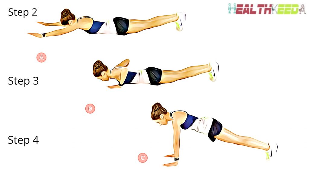 Step 2 , Step 3, and Step 4 - Girl is moving from Down to Up | Push up techniques to reduce breast size